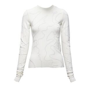 HELMUT LANG Cream Jacquard Long Sleeve Top